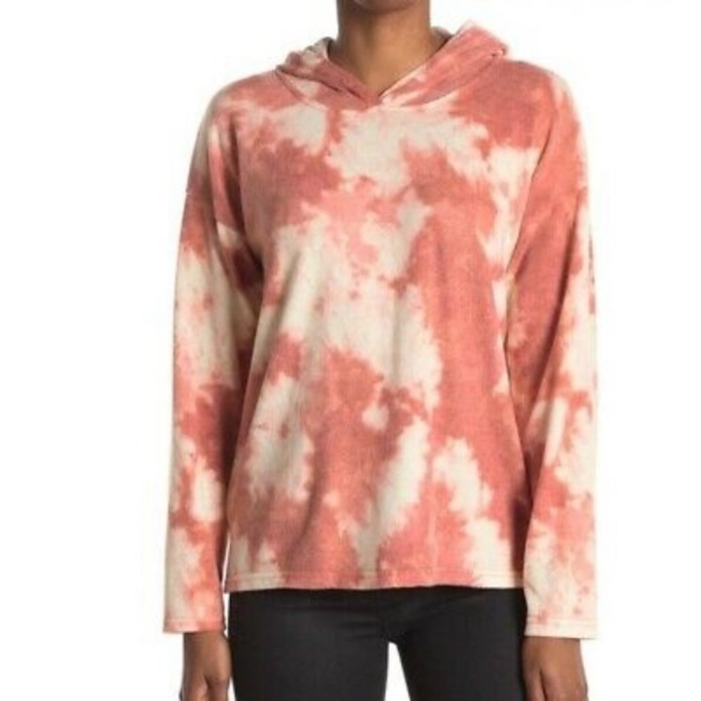 NWOT CENY Red Tie-dye Plush Lightweight Boho Hoodie
